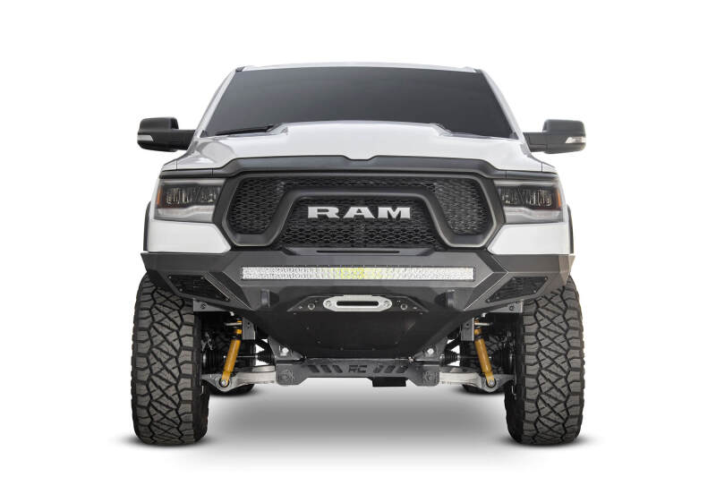 Ram Rebel 1500 Bumper - Front - Addictive Desert Designs - Stealth Fighter - Hammer Black with Satin Black panels - `19-`27